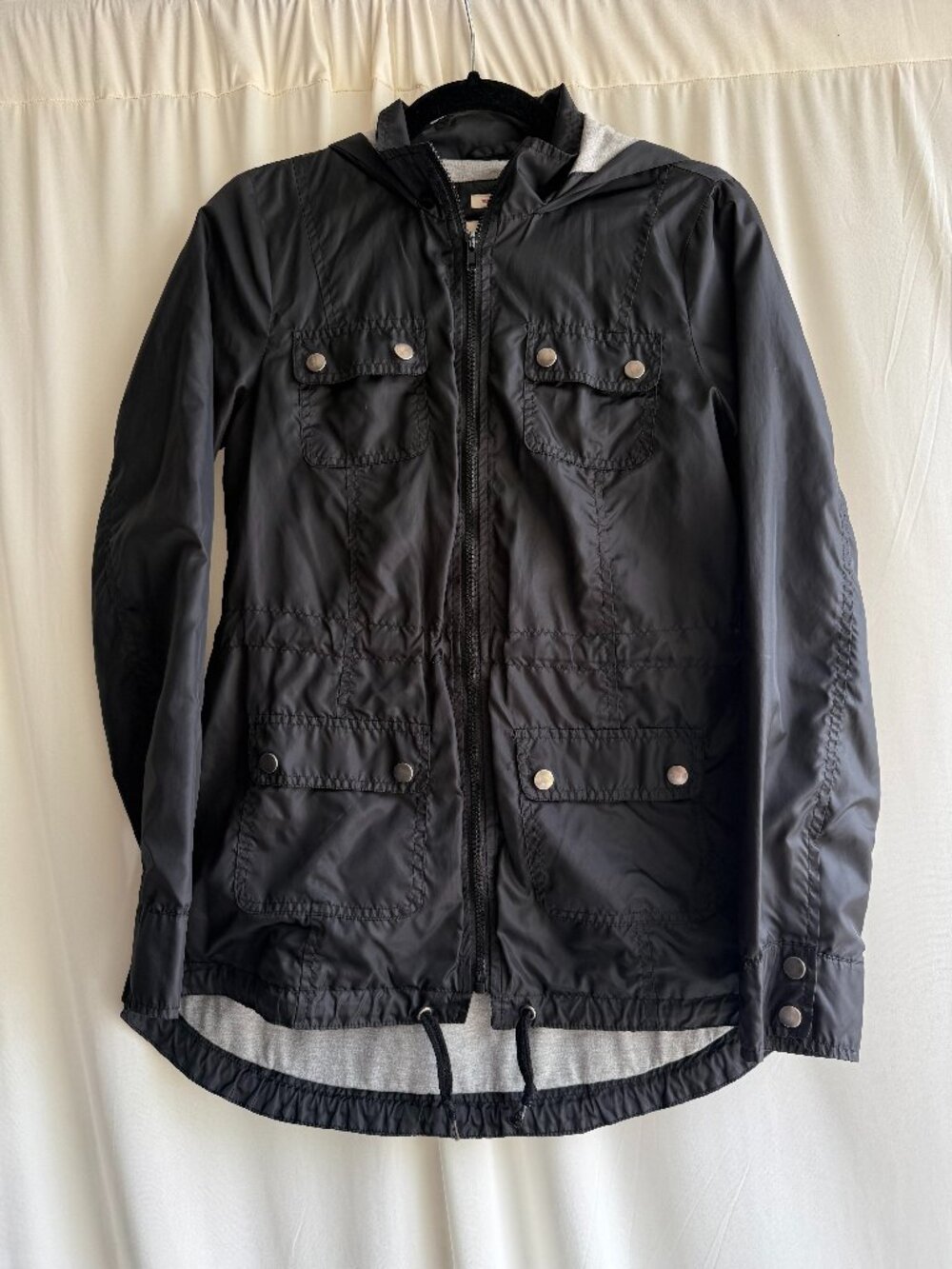 Mossimo Black Utility Jacket Water Resistant Hooded Anorak Small
